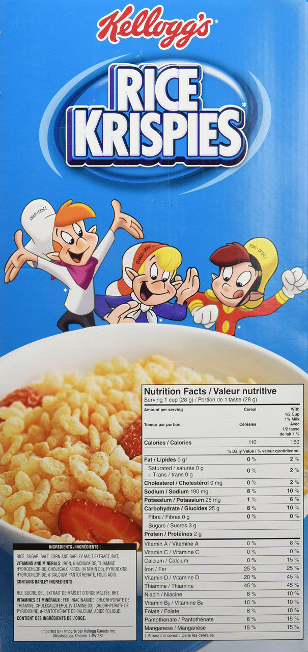 Kellogg's Rice Krispies Cereal,  1.12kg/39.50oz (Jumbo Size) {Canadian}